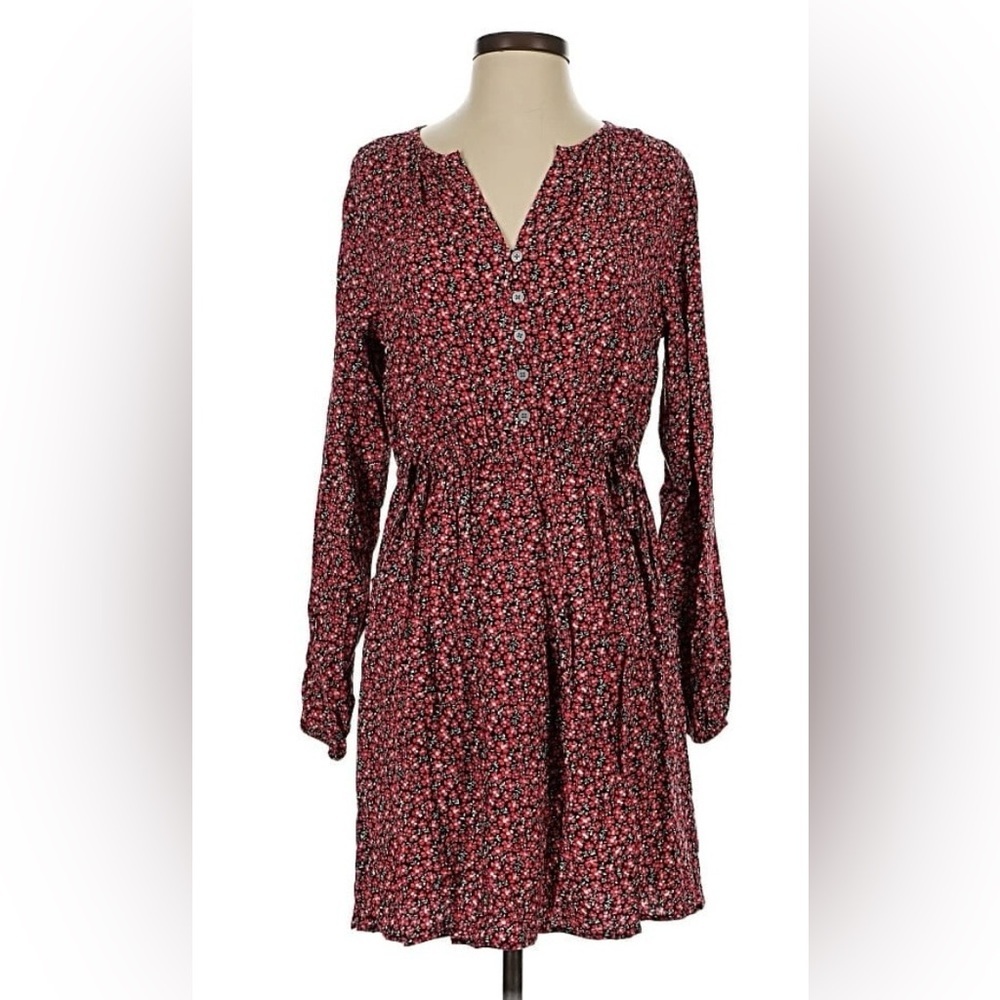 NWOT LOFT Floral Long Sleeve Dress Size XS Petite Button Front Mini Dress